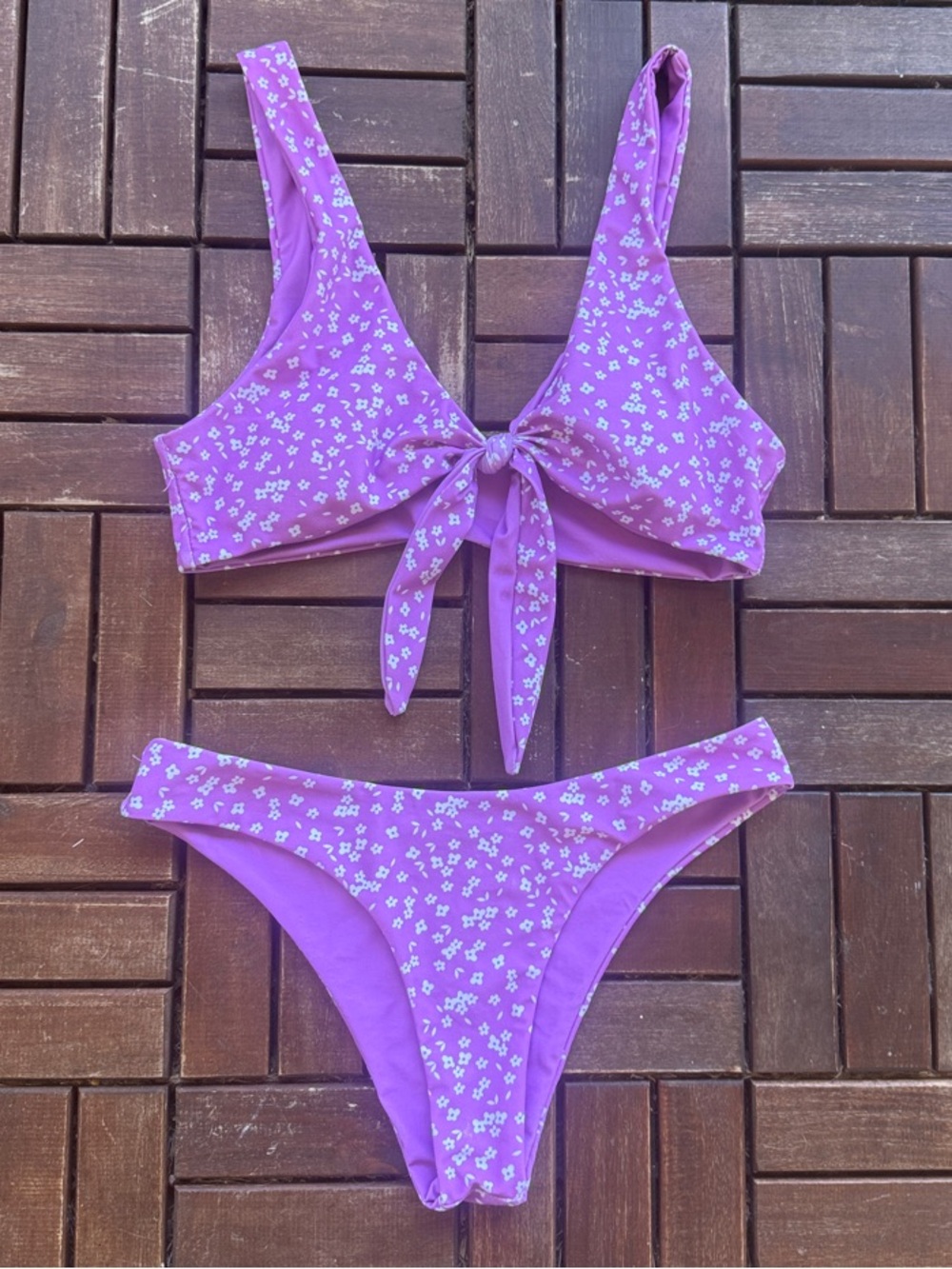 ✨Like New✨ Zaful Purple Floral Tie-Front Bikini Set